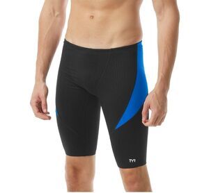 TYR Durafast Elite Men's Blue/black Hexa Curve Splice Swim Jammer SZ 36 New